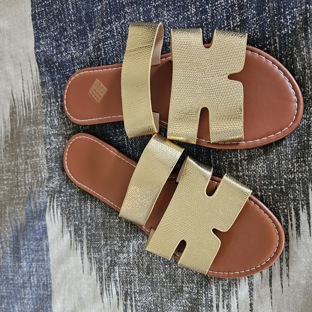 Gold Slide Sandals